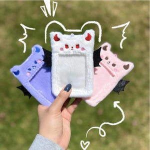 Fluffy Devil Photocard Holder: K-Pop PC Protector Keychain