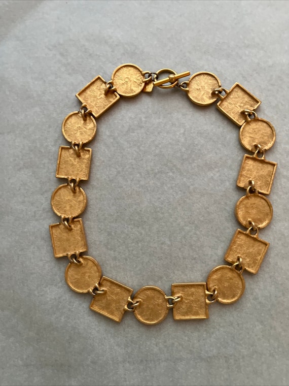 Anne Klein Vintage Choker Circles and Squares Gol… - image 6