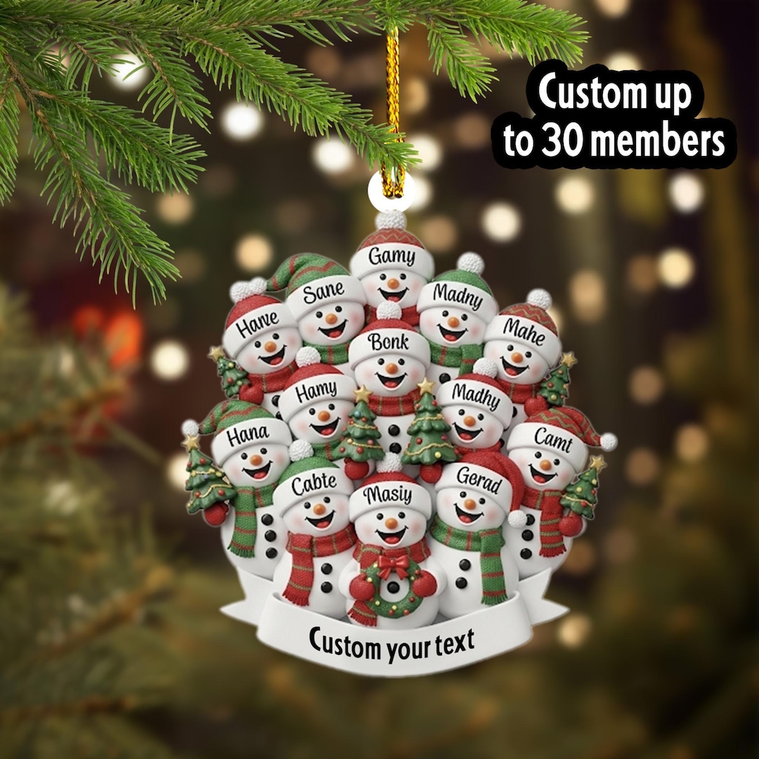 Personalized Snowman Family of 10, Custom Family Christmas Acrylic ...