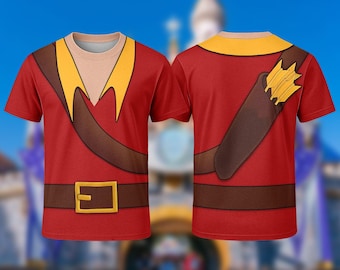 Gaston 3D T-Shirt, Halloween Cosplay Running Shirt, Beauty And The Beast Antagonists Tee, Halloween Costume For Family Group T Shirt