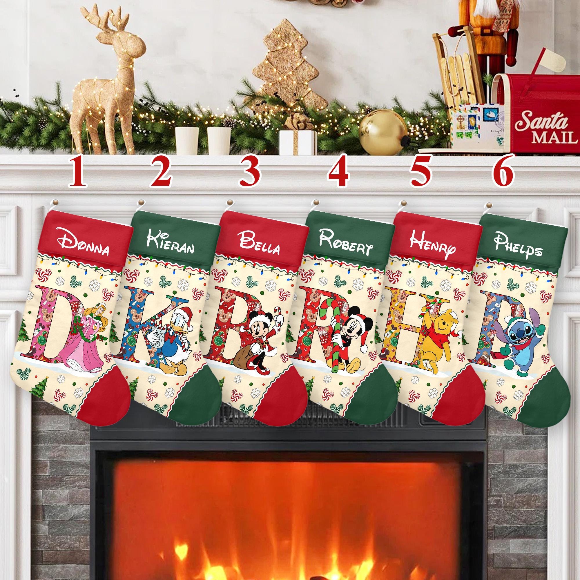 Discover Personalized Mickey and Friend Stocking, Princess Winnie The Pooh Christmas Stockings, Magic Kingdom Christmas Socks Home Decoration