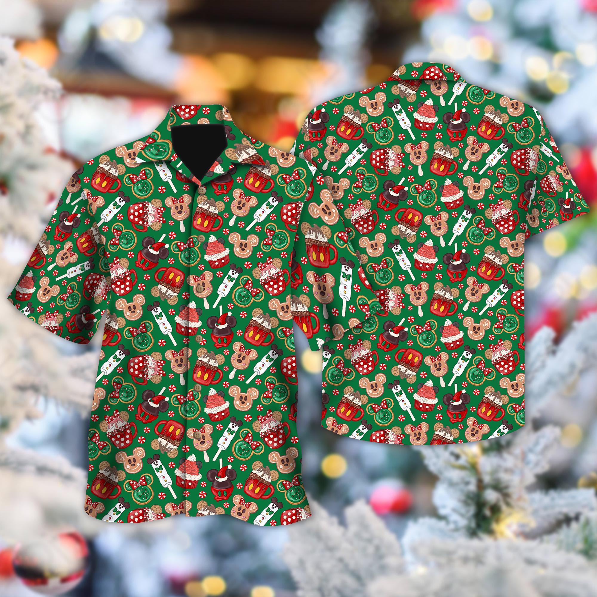 Discover Disney Mickey & Friends Christmas Hawaiian Shirt, Mickey Mouse Button Up Shirt, Mickey Mouse Xmas Hawaiian Shirt, Xmas Magic Kingdom Shirt
