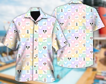 Camisa hawaiana floral de Mickey y sus amigos, camisa a cuadros pastel con botones, Magic Kingdom, WDW Walt, camisa "El mejor día de mi vida"