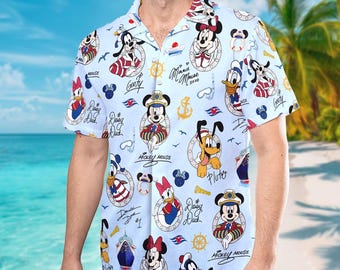 Cruise Squad Hawaiian Shirt, Mickey and Friends Cruise Hawaii, Cruise Trip Button Up, Summer Shirt, Vacation Tee