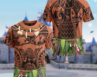 Maui Moana Shirt, Maui Men Cosplay Costume T-Shirt, Tattoo Cosplay, Father Birthday Gift, Maui land Halloween Matching Cosplay
