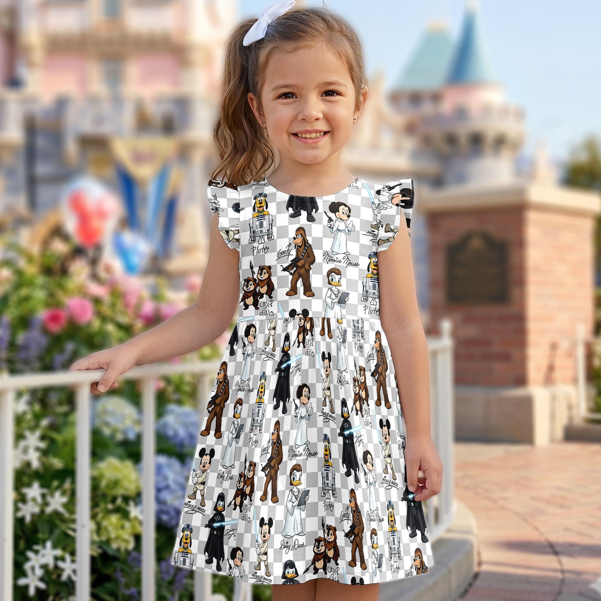 Discover Disney Star Wars Ruffle Dress, Retro Mickey and Friends Jedi Outfit, Family Vacation Dress, Sci-Fi Cartoon Skirt, Gift for Disney Fans