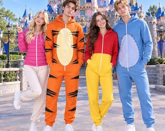 Halloween Cosplay Costume Pooh Eeyore Piglet Tigger Jumpsuit,Bear Cosplay Costume Jumpsuit, Pooh Costume,Halloween Group Matching