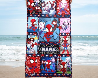 Personalized Spidey and His Amazing Friends Beach Towel, Marvel Spidey Pool Party Swimming Towel, Spiderman Birthday Boy, Spiderman Towel