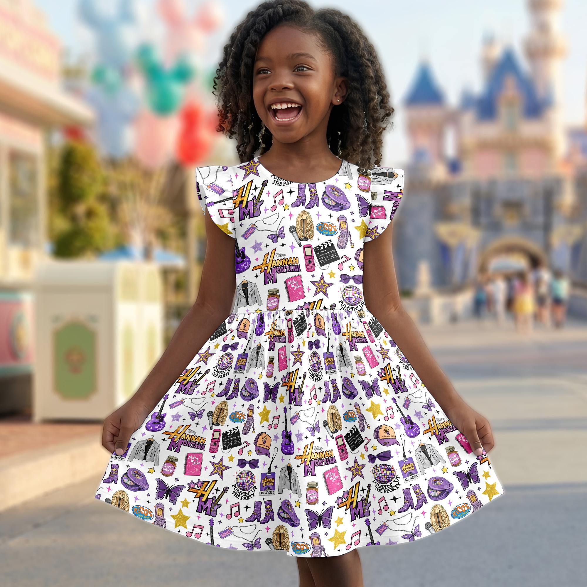 Discover Hannah Montana 20 Year Celebration Ruffle Dress, Disney Channel Star Ruffle Dress, Magic Kingdom Disneyland Family Trip Ruffle Dress