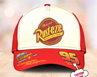 McQueen Snapback Trucker Classic Cap, 95 Hat Castle Clothing, Cartoon Retro Movie Film Costume Cap Mens Womens, Mouse Ears On The Road Car