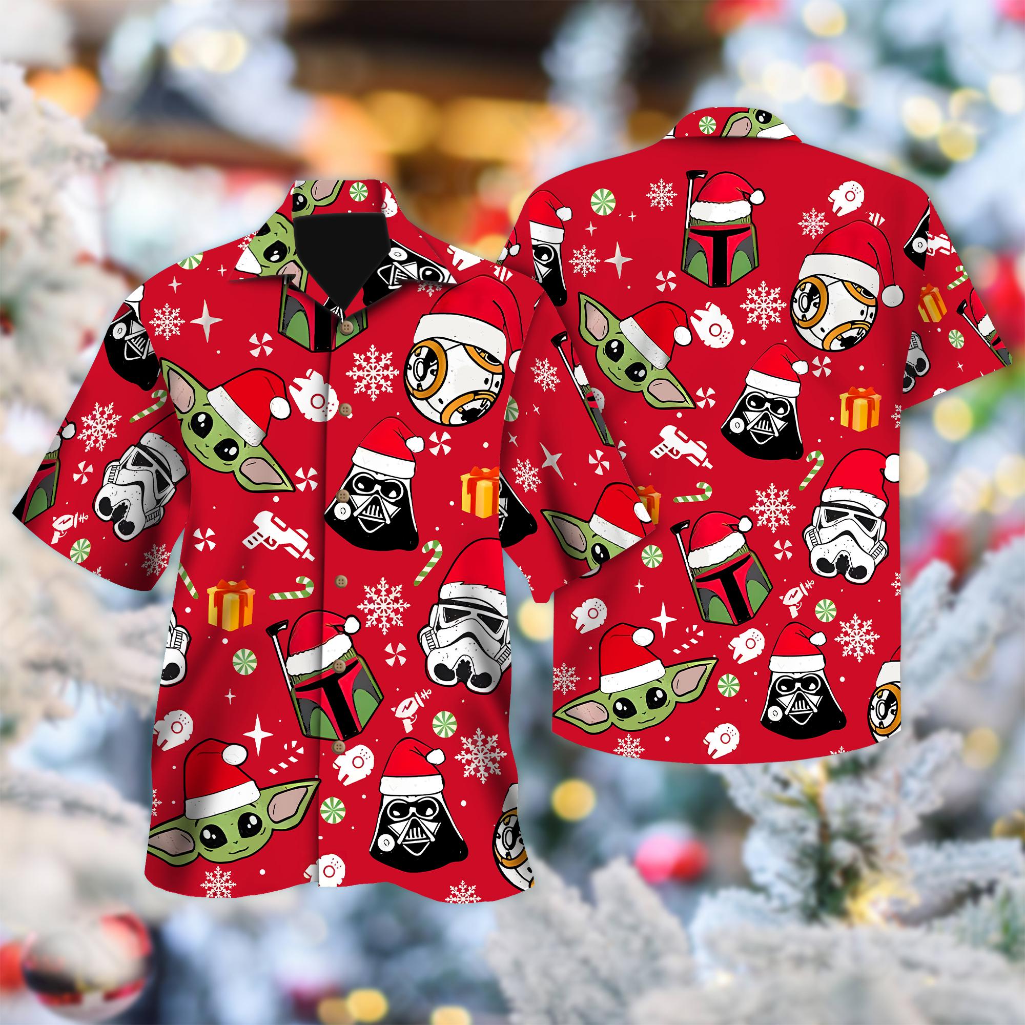Discover Stormtrooper Christmas Hawaiian Shirt, Star Wars Santa Hat Christmas Hawaiian Shirt, Star Wars Xmas Button Up Shirt, Galaxy's Edge Shirt