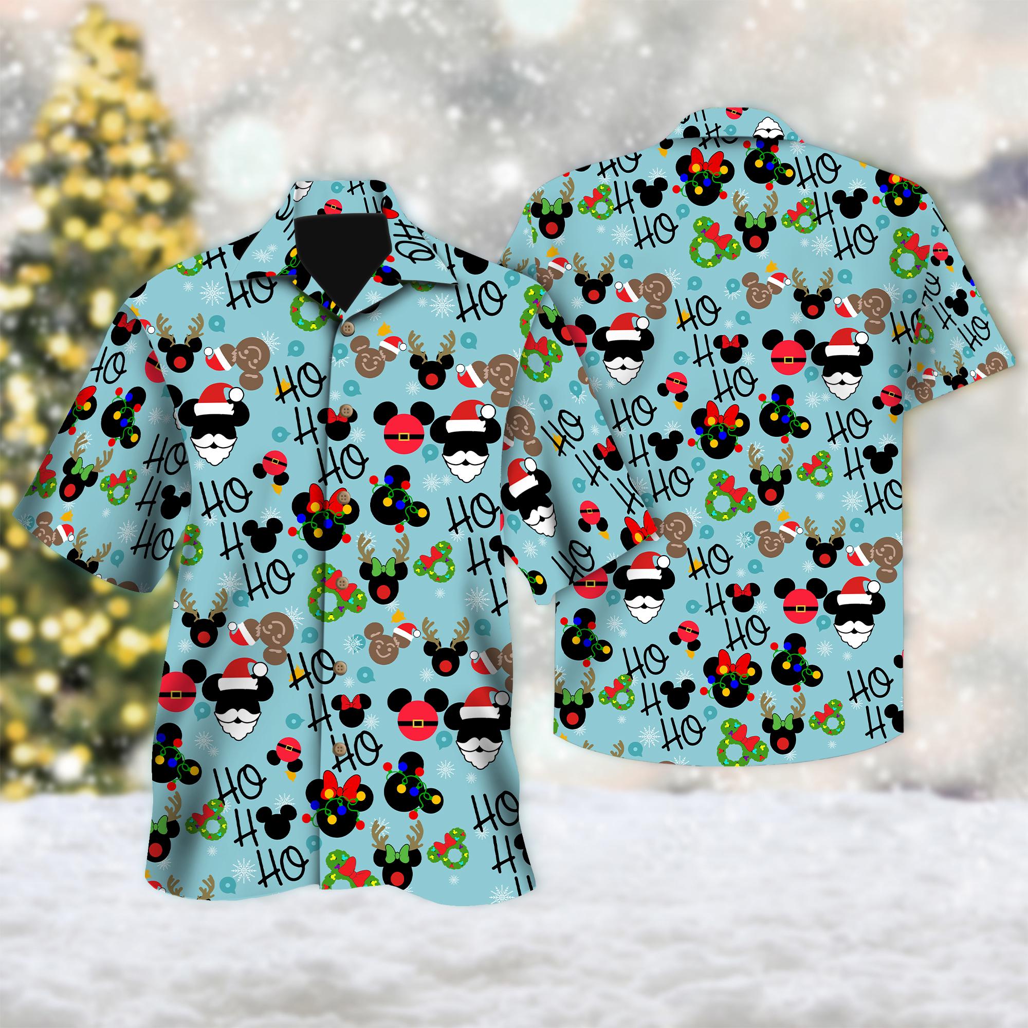 Discover Disney Mickey And Friends Christmas Hawaiian Shirt, Mickey Mouse Button Up Shirt, Minnie Mouse Christmas Hawaiian Shirt, Xmas Party Gift