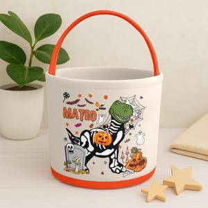 Personalized Toy Story Skeleton Basket, Custom Name Basket, Jessie Woody Candy Bags, Cowboy Cowgirl Tote, Toy Halloween Basket Gift image 5