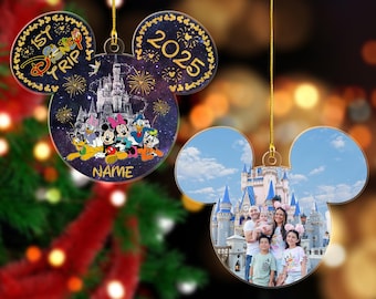 Personalized Trip Ornament, Custom Photo Family Ornament, world land Ornament, Family Vacation Photo Ornament
