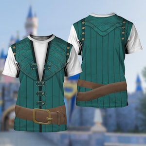 Disney Flynn Rider Costume Cosplay 3D T-Shirt, Tangled Costume, Rapunzel Halloween Costume For Family Group T Shirt, Men Cosplay Costume
