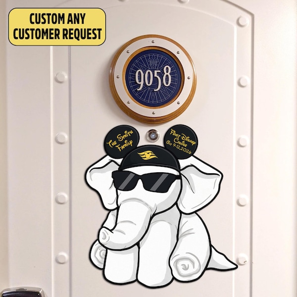 Imán de animales para toallas DCL personalizado, imán de crucero con nombre familiar, imán de línea de cruceros, imán de barco, imán de orejas de Mickey