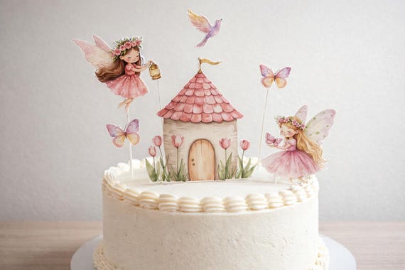 Fairy world cake topper - Pink fairy theme