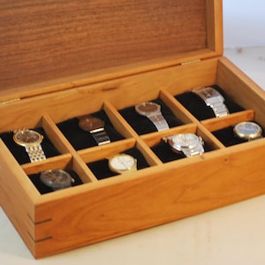 Watch Box with a Walnut top- Holds 8 watch - Cherry