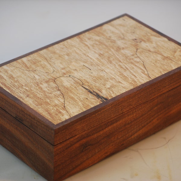 Fantastically Figured Walnut &  Quilted Maple jewelry Box