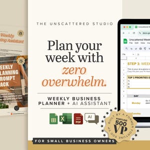 Weekly Business Planner Template | AI-Assisted Planning System | PDF + Google Sheets