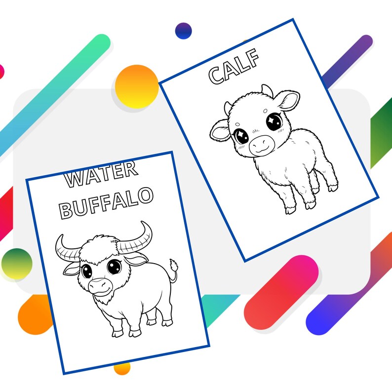Chibi Farm Animals Coloring Page: Fun Art for Kids (digital Download ...