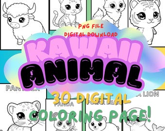 Chibi wilde Tiere Malseite: Spaß druckbare Kunst (digitaler Download)