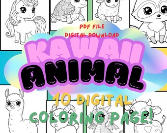 Chibi Animal Coloring Page: Fun Art for Kids (Digital Download)