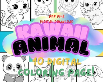 Chibi Animal Coloring Page: Fun Art for Kids (Digital Download)