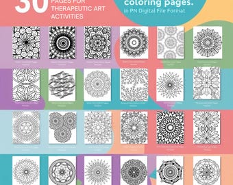 30 Mandala Coloring Pages: Therapeutic Art for Relaxation (PDF)