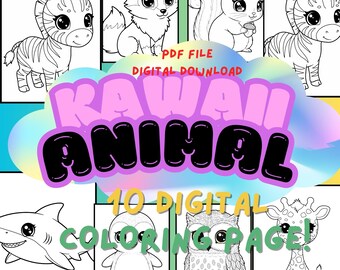 Chibi Animal Coloring Page: Fun Printable Art for Kids (Digital Download)
