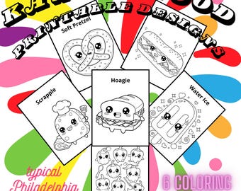 Kawaii Food Coloring Pages | Philadelphia Food Art (PDF)