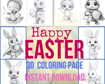 Easter Bunny Coloring Pages: 30 Relaxing Rabbit Illustrations (PDF)
