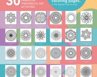 30 Mandala Coloring Pages: Therapeutic Art for Relaxation (PDF Pattern)