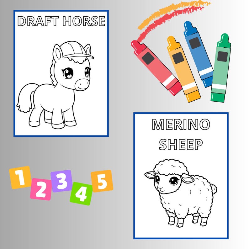 Chibi Farm Animals Coloring Page: Fun Art for Kids (digital Download ...
