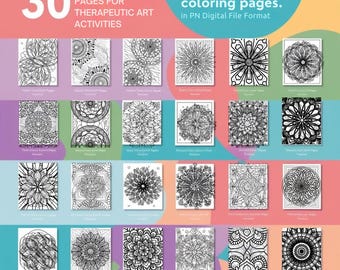 Mandala Malvorlagen: 30 Malvorlagen, therapeutische Kunst zur Entspannung (PDF-Muster)