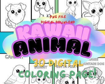 Chibi Animal Coloring Page: Fun Printable Art for Kids (Digital Download)