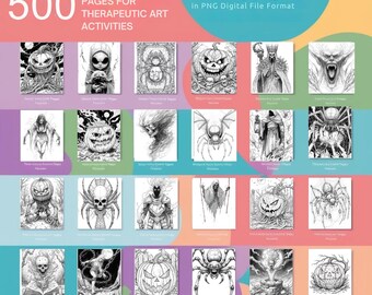 500 Realistic Halloween Coloring Pages: Spooky Gothic Horror Art (Printable PDF)