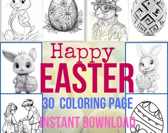 30 Easter Coloring Pages: Bunnies, Eggs, Flowers (Printable Designs)