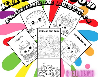 Kawaii Food Coloring Pages | Printable Art (Digital Download