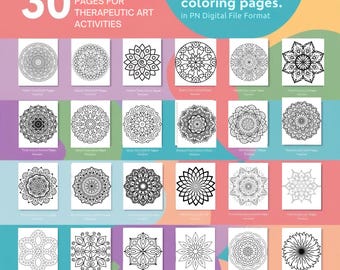30 Mandala Coloring Pages: Therapeutic Art for Stress Relief (PDF)