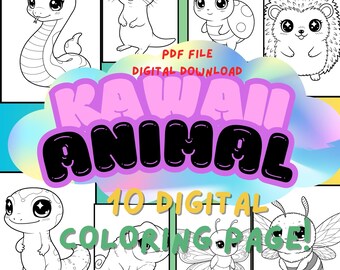 Chibi Animal Coloring Page - Printable Art for Kids (Digital Download)