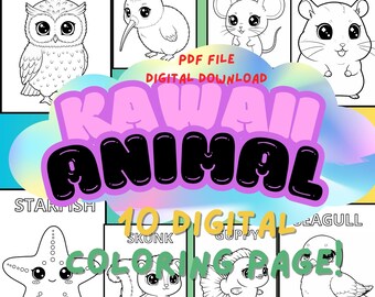 Chibi Animal Coloring Pages - Art for Kids (Digital Download)