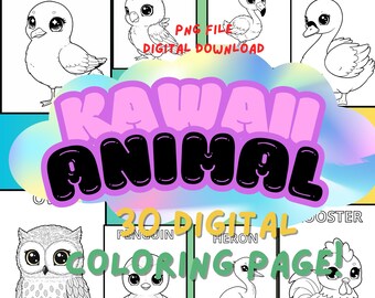 Chibi Vögel Malseite: Spaß druckbare Kunst (digitaler Download)