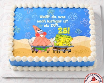 Weißt du, was lustiger ist als 24? 25! Rechteckiger Tortenaufleger zum Ausdrucken (Digitale Datei)