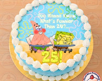 ROUND Light Blue Digital Cake Topper What's Funnier Than 24? 25! (DOWNLOAD)