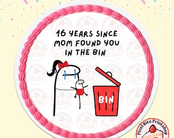16 Years Bin Baby Cake Topper DIGITAL FILE