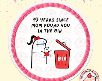19 Years Bin Baby Cake Topper DIGITAL FILE