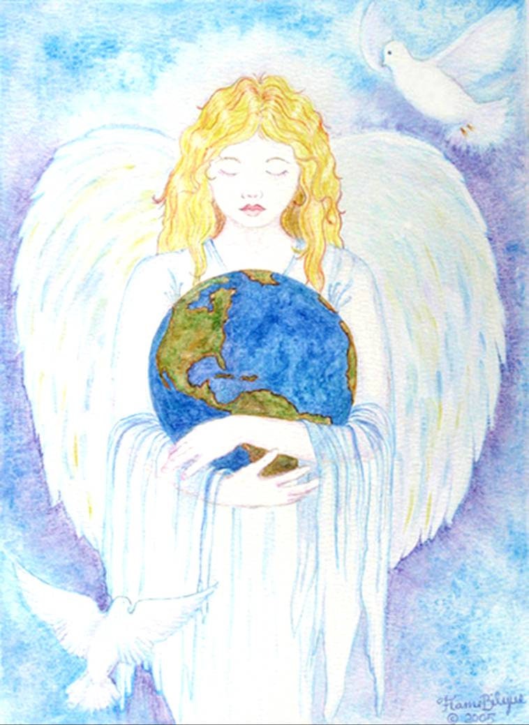 Angel Earth Doves Holiday, Christmas, Earth Day, Greeting, Sympathy ...