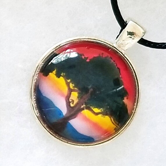 Red Oak Sunset Necklace Sunset Pendant Oak Pendant Oak Tree Necklace