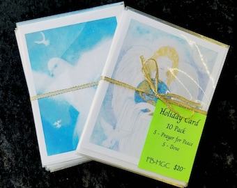 Peace Dove Holiday Cards, Angel and Globe, Set of 10